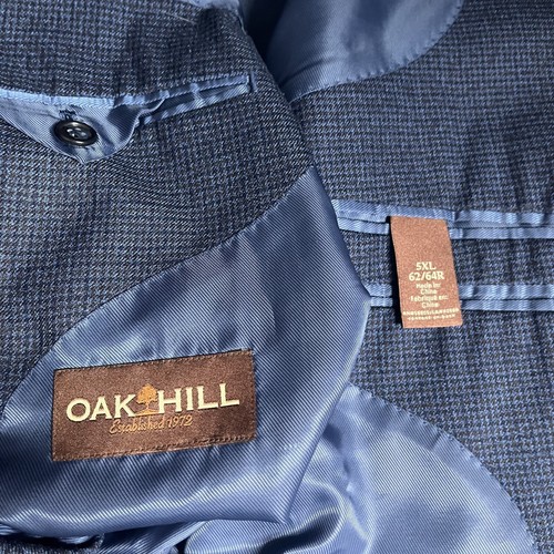 Abrigo Blazer Chaqueta Oak Hill Para Hombre 5XL 64R Azul Deportivo 2 Botones Cuadros Codo Parche - Imagen 10 de 10
