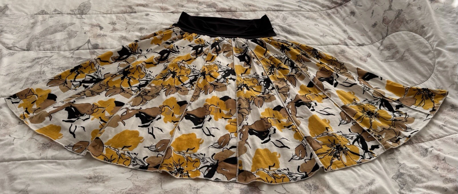 Susan Bristol A-Line Midi Skirt, Women's US Medium, Linen/Rayon Blend Floral