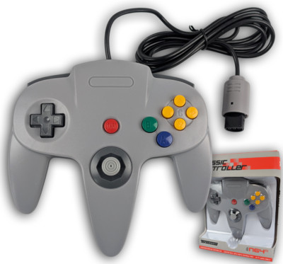 Teknogame N64 Controller f. original Nintendo N64 Gamepad grau schwarz grün lila