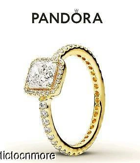 RETIRED PANDORA 14K GOLD RING TIMELESS ELEGANCE HALO 150188CZ 48