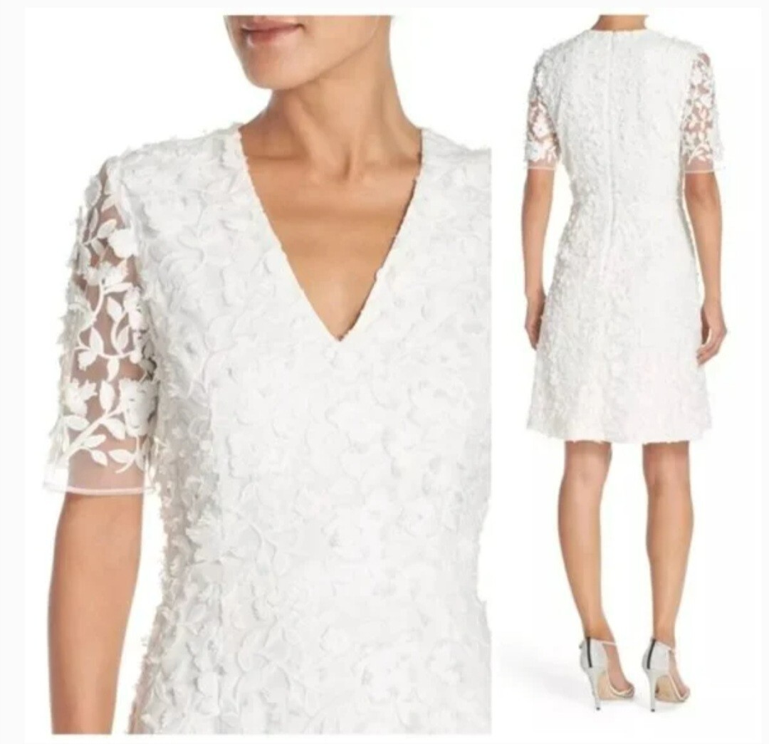 【海外限定】AdriannaPapell ドレス☆Lace Embroidery White Dre Amazon.com: Adrianna Papell Women's Lace Embroidery Flutter