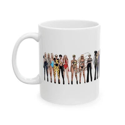 HANDMADE Lady Gaga Evolution of Outfits Mug Brand New 11oz with box
