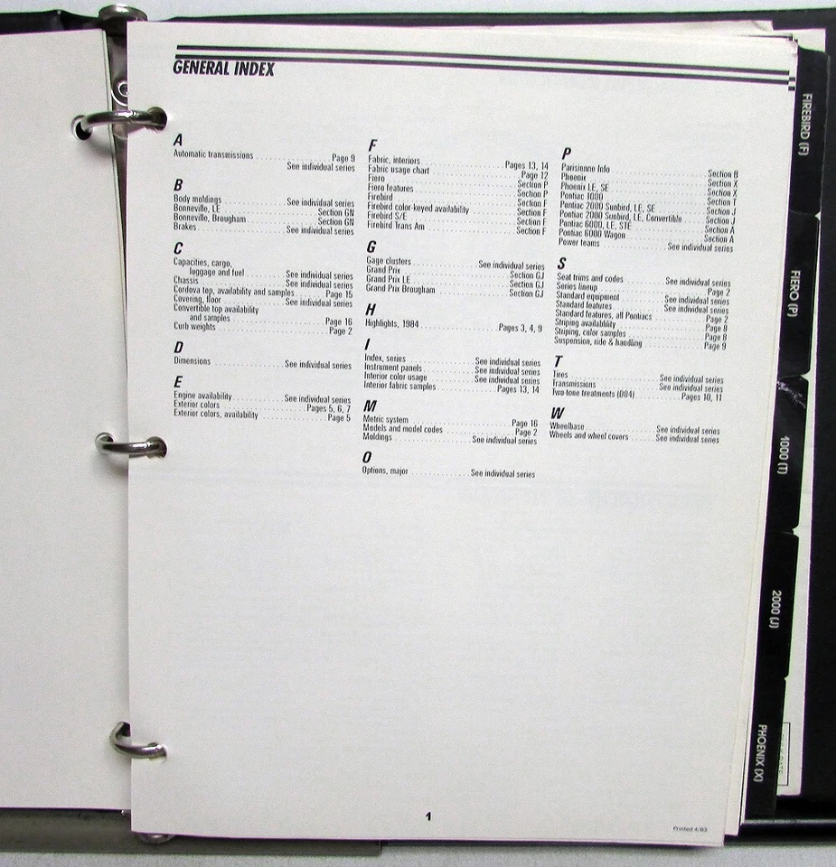 1984 Pontiac Merchandiser Guide Fiero 1000 2000 Phoenix Firebird Parisienne - Изображение 2 из 4