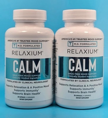 Relaxium Calm Non-Habit Forming Stress & Mood Support Supplement 2 Pack 10/26+