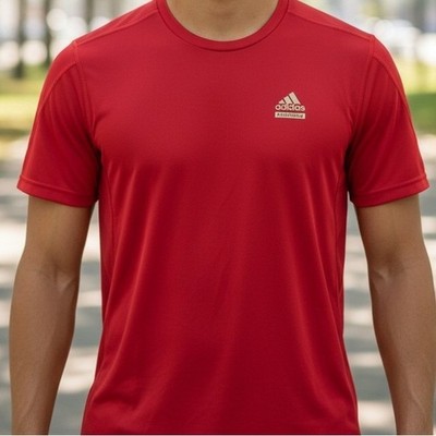 Adidas Techfit Mens Medium Red Short Sleeve Climalite Training Shirt Base Layer