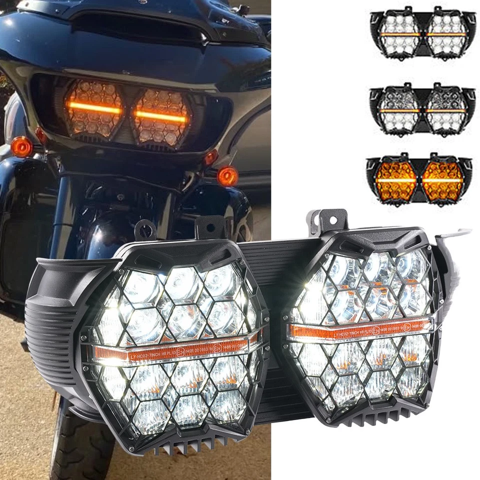 Fit Harley Road Glide FLTRX 2015 2016 2017-2023 240W Dual LED Headlight DRL Foto 2 de 4