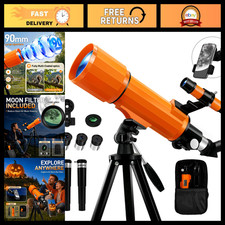 90mm Aperture 500mm Refractor Telescope for Adults  Beginners - Orange Color
