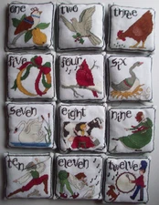 12 Days of Christmas Cross Stitch ornaments handmade