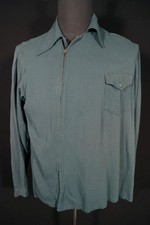 Collectable Vintage 1940's Green Angled Zipper Gabardine Jacket Size M Exc Cond