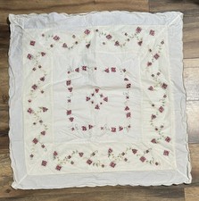 Throw Pillow Cover Bed Large Open Back Embroider Roses Pink Green Lace Inlay 27  