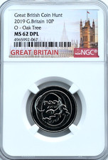 2019 10P  A-Z   O Oak Tree NGC MS62 DPL BRITISH COIN HUNT Uncirculated