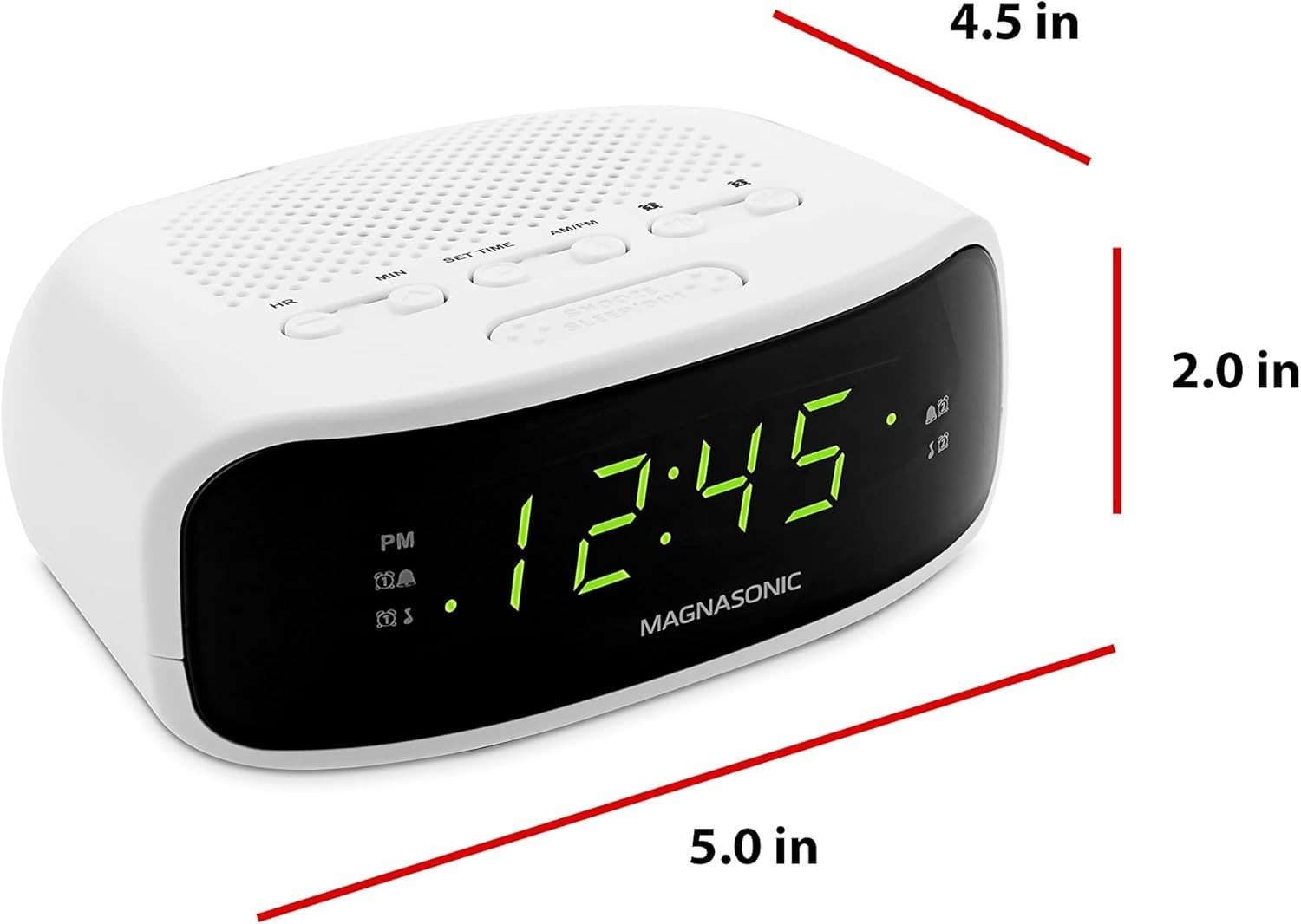 Magnasonic Digital AM/FM Clock Radio with Battery Backup, Dual Alarm, Sleep & Sn