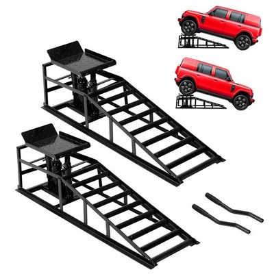 2X Auffahrrampe mit hydraulischem Wagenheber Höhenverstellbar 5T + 5T PKW KFZ 