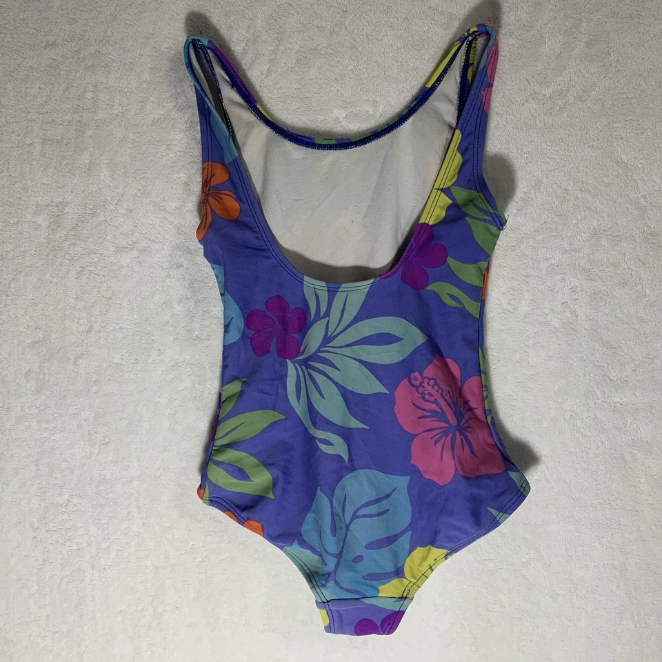 Traje de baño Xhilaration niños talla S 6X hibisco tropical colorido azul de una pieza Foto 2 de 4
