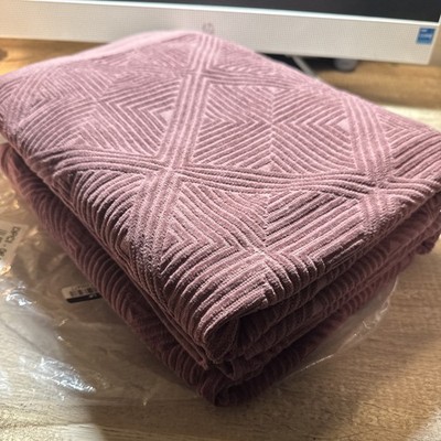 Threshold 100% Jacquard Cotton Fabric 2pc Luxe Lattice Bath Towel Mauve NEW