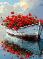 Paint by Numbers for Adults Beginner, Flower Ship Paint by Number Kits on Canvas