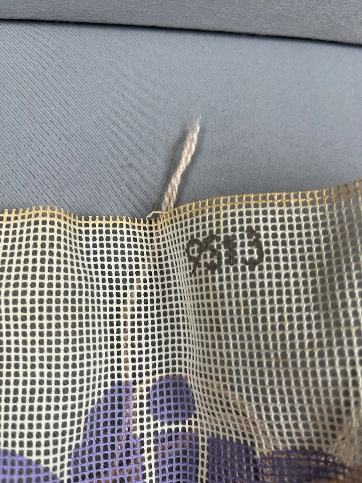 Vintage Skating Needlepoint Canvas Accent Studios 1980  14" x 14" - started - Image 4 of 4