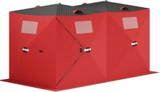 Insulated Pop-Up Ice Fishing Tent for Outdoor Winter Fishing,Zippered Door,Red