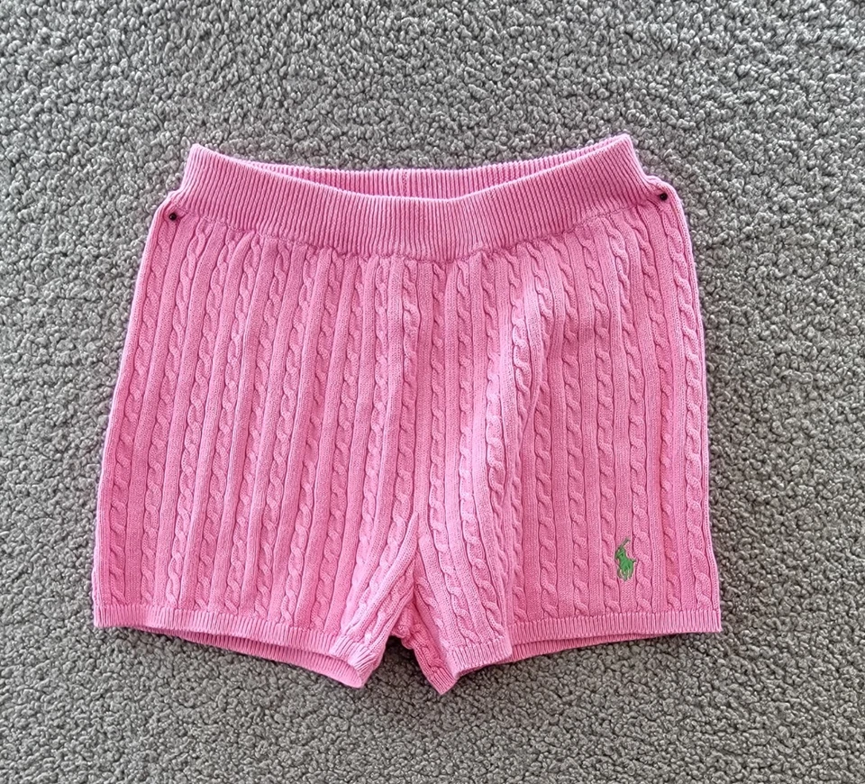 Polo Ralph Lauren Mini-Cable Pantalones Cortos Niñas Grandes M 8/10 Rosa Cintura Elástica Pull On Foto 2 de 4