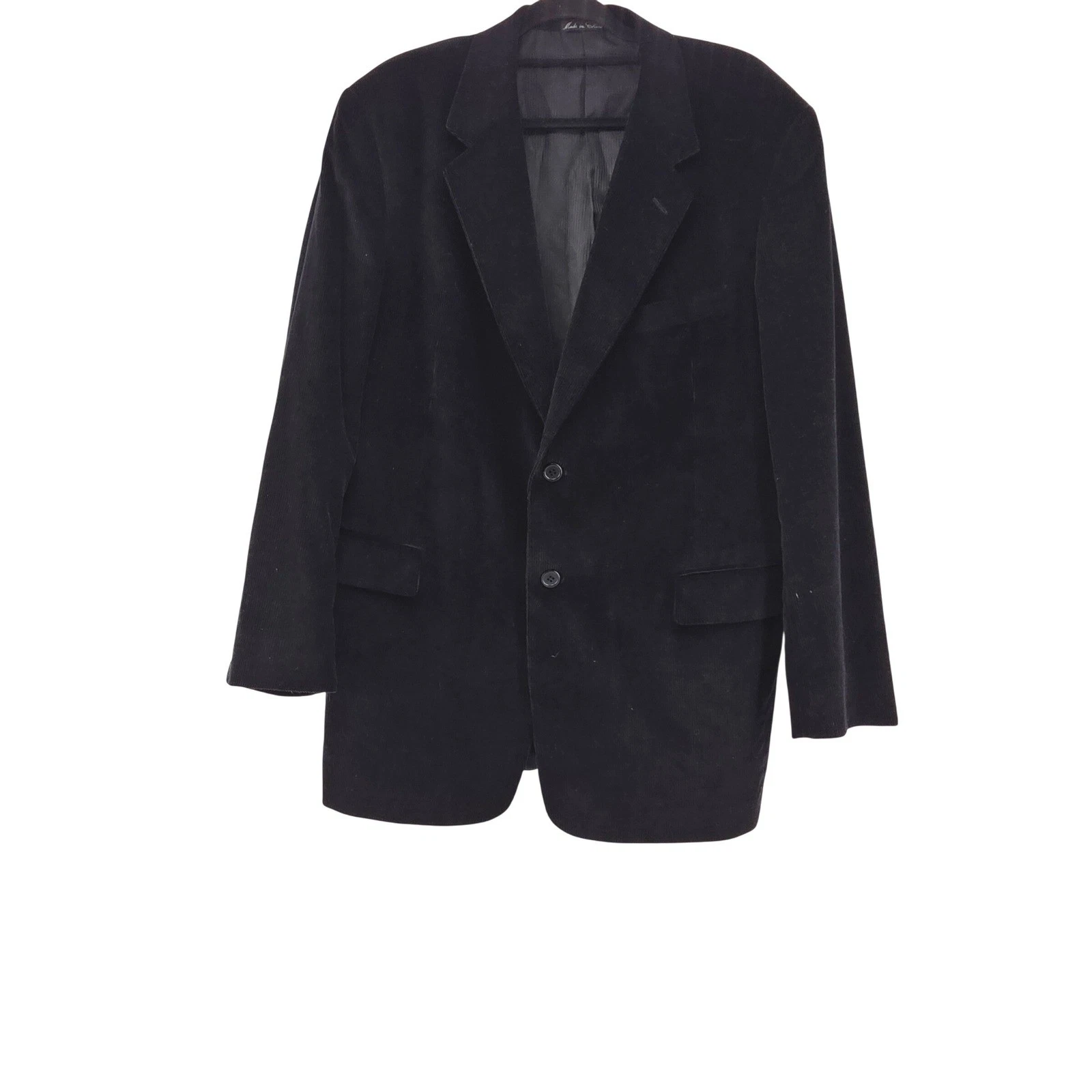 Adolofo Black Corduroy Blazer Jacket Sport Coat Elbow Patches Classic Fit 44R