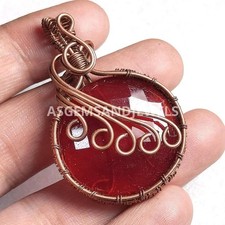 Handmade Copper Wire Wrapped Pendant: Boho Glass Stone Necklace