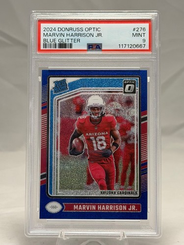 2024 Donruss Optic Rated Rookie Marvin Harrison Jr. Blue Glitter SSP (RC) PSA9