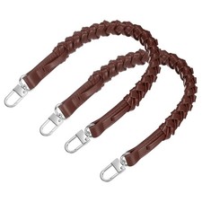 Braided Purse Strap, 2Pcs 44.7cm/17.6" Brown PU Leather with Silver Buckles