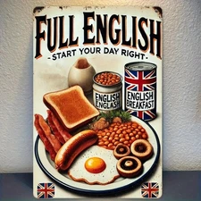 1pc 12x8 inch Tin Metal Signs iron painting "English Breakfast" kitchen decorati