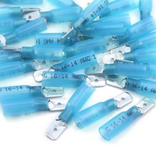 Male Quick Disconnect 1/4" Heat Shrink Spade Connectors 14-16AWG Wire Terminals