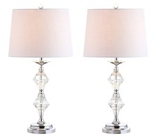27.5" Clear Crystal Table Lamp Set of 2 for Living Room Bedroom, Glam Traditi...
