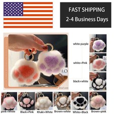Imitation mink fur Cat Paw Cute Keyring Pompom Ball Bag Charm Keychain Pendant