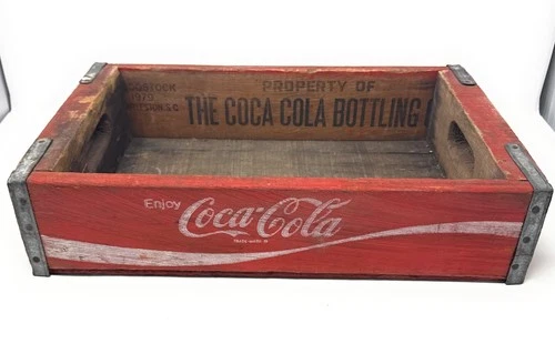 VTG Old Enjoy Coke Coca Cola Wooden Soda Pop Crate Carrier Wood Box Case