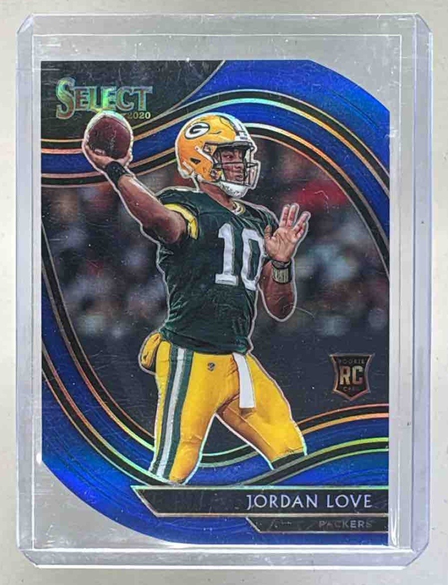 Jordan Love 2020 Panini Select #347 Blue Prizm Die Cut Rookie RC Field