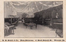 Postcard HS Schultz & Co Piano Salesroom Allentown PA 