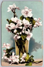 Vintage 1906 Floral Postcard Pink Blossoms in Vase Easter Treat A379