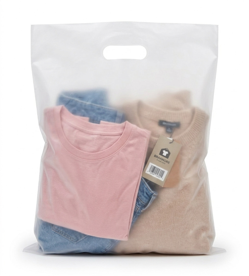 Large Die-Cut Clear Frosted Plastic Shopping bags with Handles Lot 500 pcs