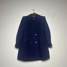 VTG Noble Fashions Wool Coat Jacket Women L Outerwear Navy Blue USA Made Fall