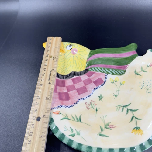 Fitz and Floyd GYPSY CHICKS Hen Chicken Plate Dish Platter Ceramic Whimsical VTG - Picture 3 of 10