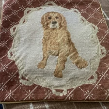 handmade needlepoint pillow Golden Retriever Dog Puppy Cover Case New