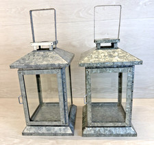Galvanized Metal Lantern Candle Holder Farmho...