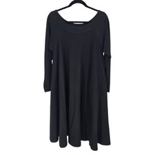 Vintage Le crillon size medium black cotton long sleeve shift dress pockets