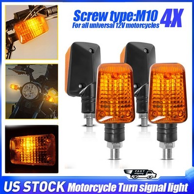4PCS Universal Motorcycle Front Rear LED Turn Signal Lights Amber Blinker Light