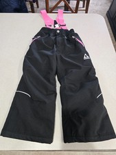 GERRY Snow Pants Insulated Ski Bibs Removable Suspenders Black Pink Size XS 5/6