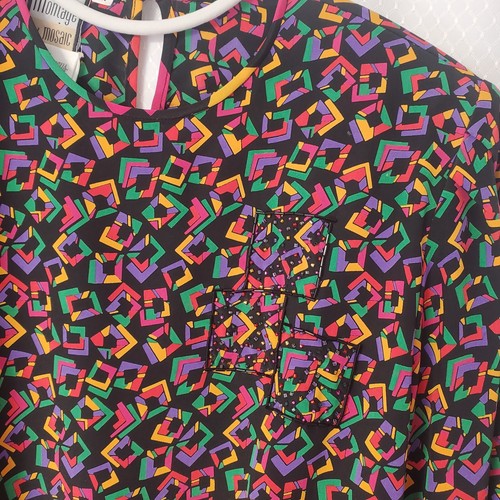 Camicetta donna Neiman Marcus vintage multicolore disegno geometrico manica 3/4 taglia M - Foto 6 di 17