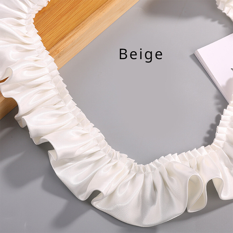 2 Meters Satin Trim Pleated Ruffle Frill Double Layered Ribbon
