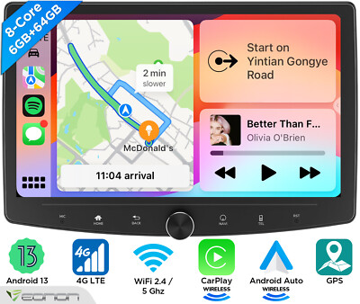 Eonon UA13SK Plus 10,1'' 2DIN Android 13 8Kern 6+64 Autoradio Navi CarPlay 4G LTE