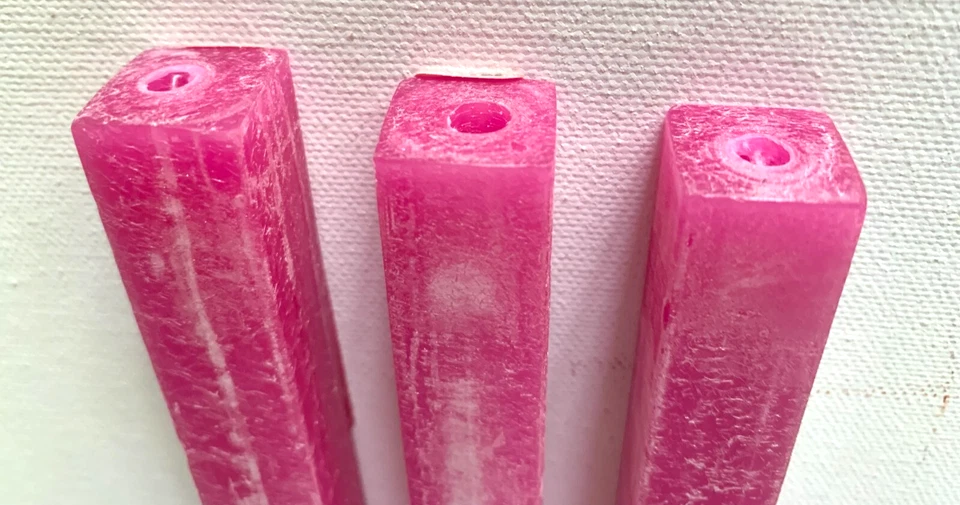 DADANT 3 NOS 5/8" by 12" Square CandleS Taper RASBERRY Fragranced Made in USA - Image 3 of 4