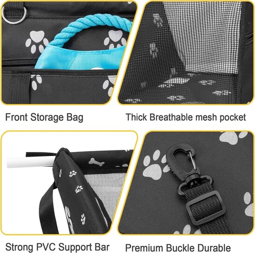 Pet Car Booster Seat Travel Carrier Cage, Oxford Breathable Folding Soft Washabl - Picture 6 of 7