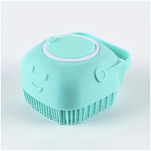 Pet Dog Cat Silicone Softy Massage Bath Brush Scrubber Shampoo Dispenser Shower