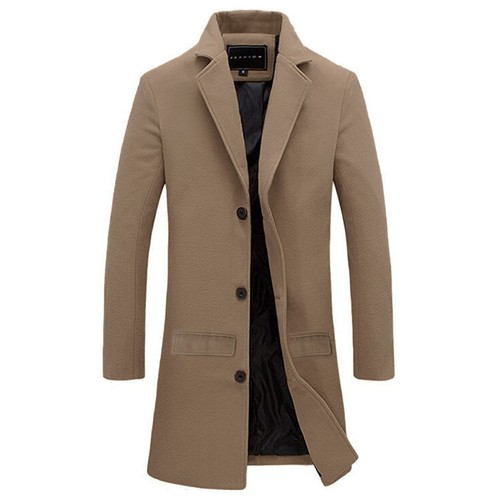 MENS TRENCH COAT CLASSIC SLIM FIT NOTCHED COLLAR STYLISH OVERCOAT OUTWEAR JACKET - Picture 6 of 6